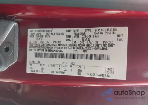 2014 Ford Escape Titanium из США, поврежденный, VIN 1FMCU9J91EUA87082